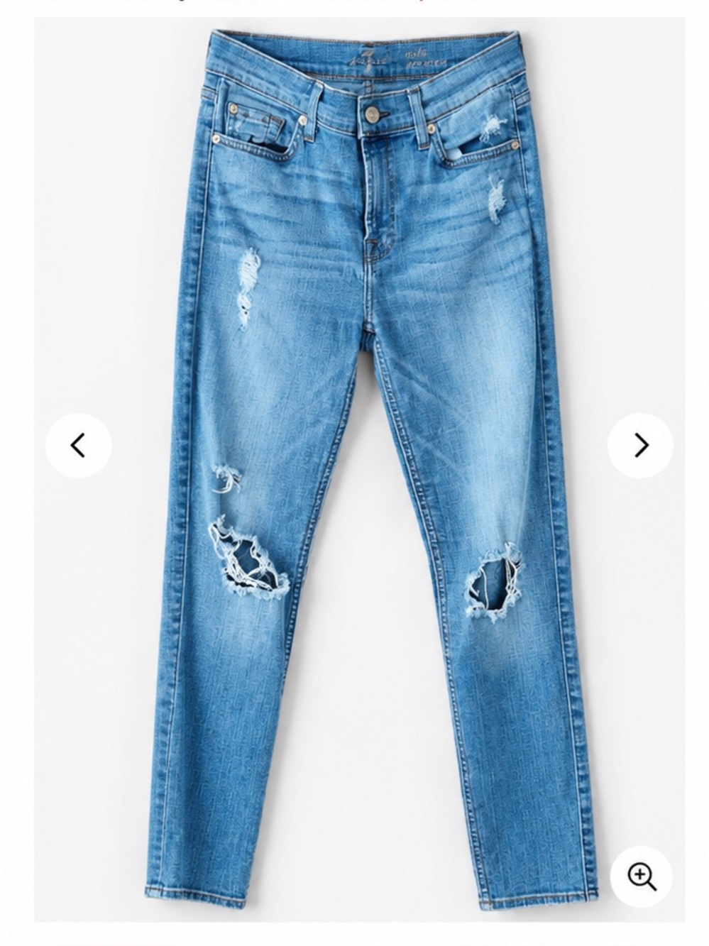7 For All Mankind Light Blue Distressed Skinny Jeans